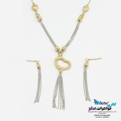 Gold half set - necklace and earrings - heart design-MS0620